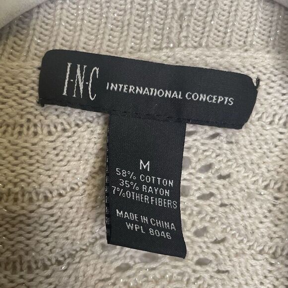 INC International Concepts Boho Open Front Shrug  Beige Glitter Fairycore SZ‎ M - Picture 6 of 10